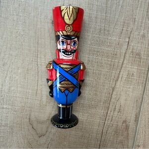 Vintage Toy Soldier Nutcracker Russian Painted Carved Wood Christmas Ornament